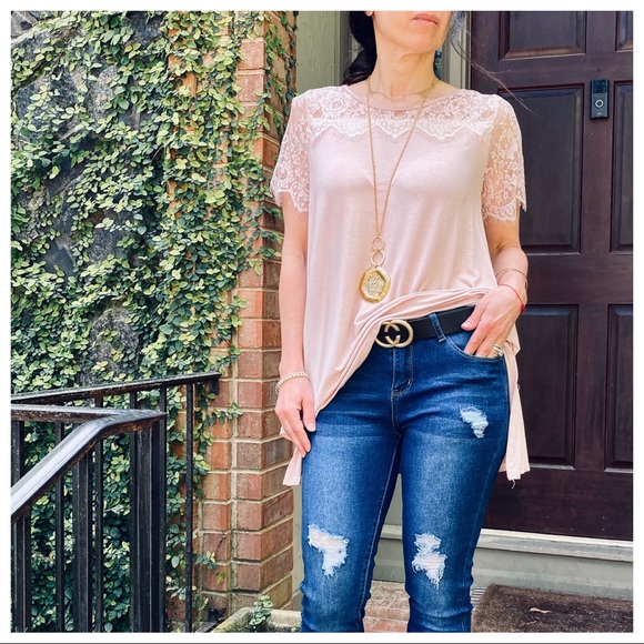 LACE TRIM DETAIL BOHO LOOSE FIT TUNIC TOP - Picture 7 of 7